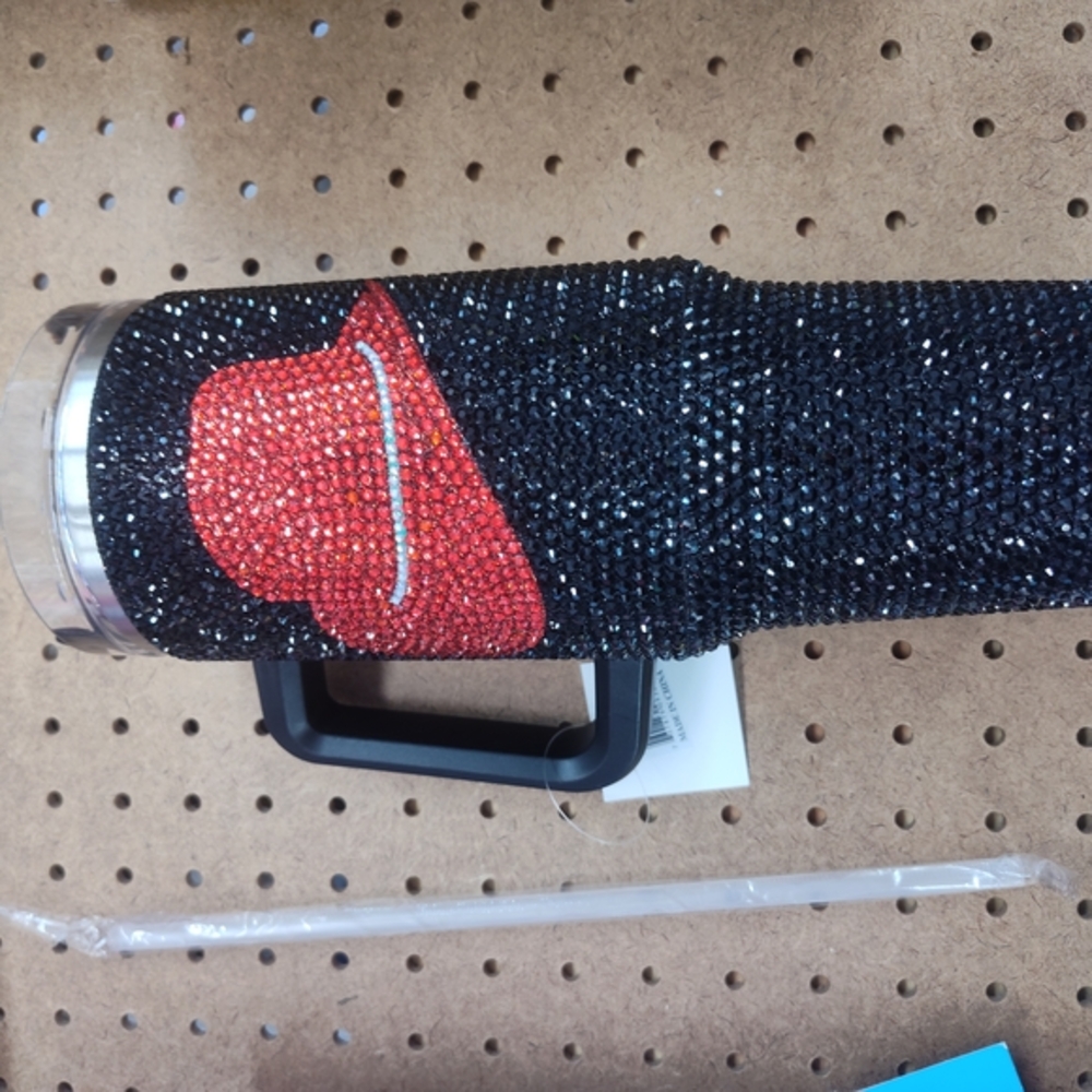 Black and Red Rhinestone Tumbler